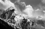 Picture of Black and white picture of snowy mountain peak